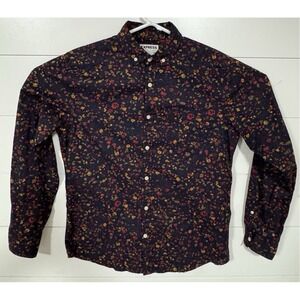 Express Men's Slim Soft Wash Floral Cotton Button Down Shirt White Sz M